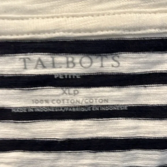 Talbots Black Long Sleeve Striped Tee Shirt. NWT. XLP - Picture 2 of 8